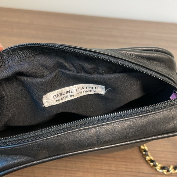 Vintage YKK Black Leather Crossbody Bag - Picture 3 of 5